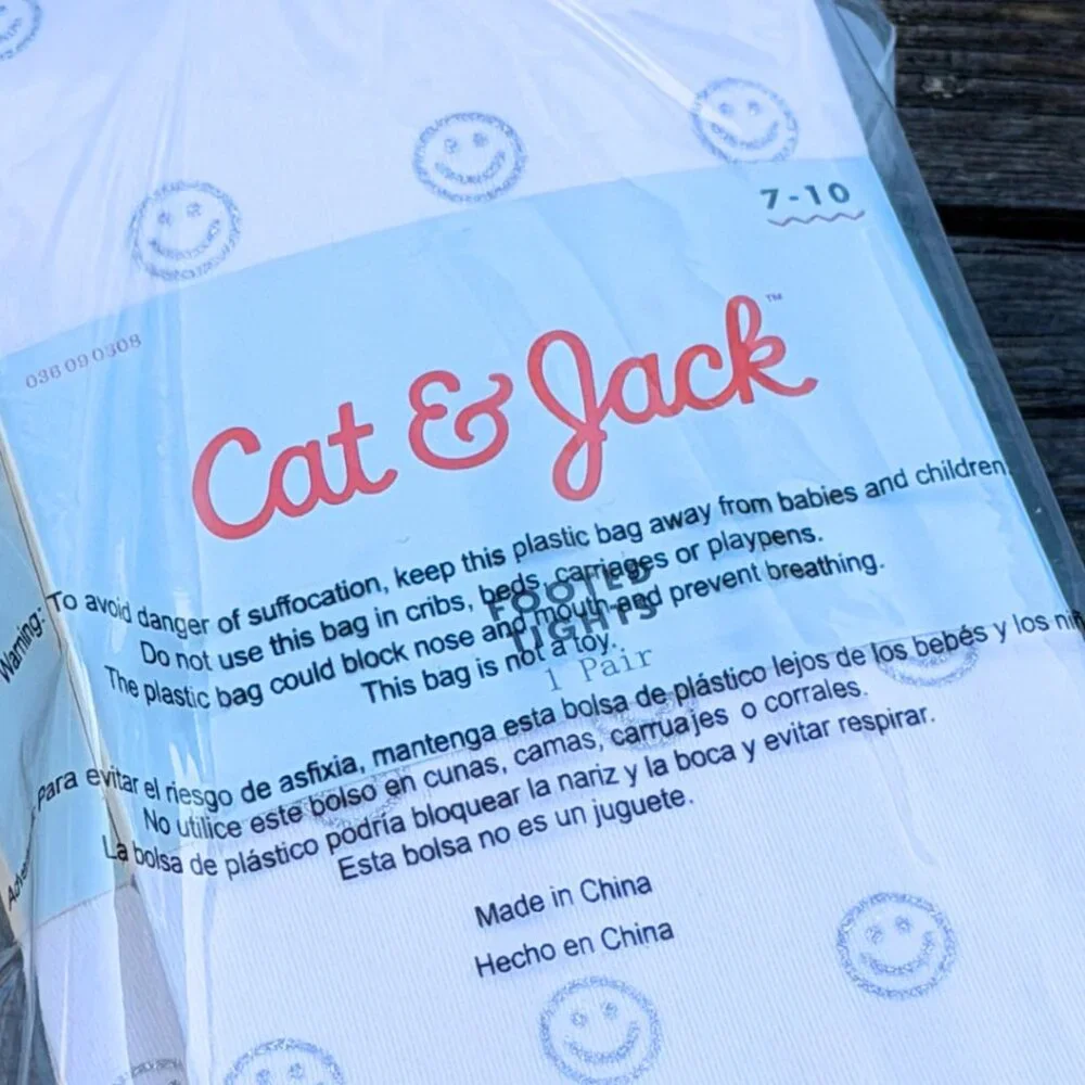 NEW Bundle Cat & Jack White Smiley Face Footed Tights Twin 2 pack Silver Sparkle